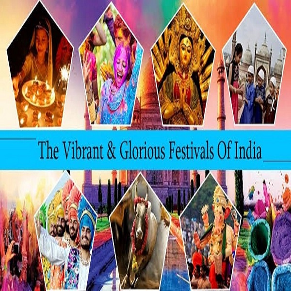 Children dressed brightly and dancing during a festival